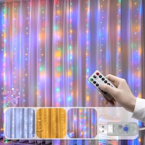 Curtain fairy lights multi color - Image 3